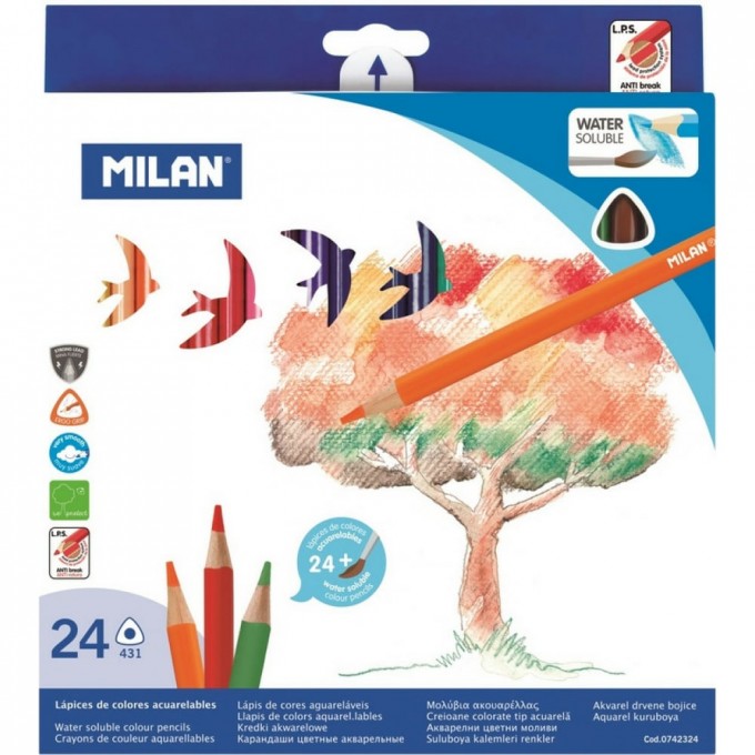 Трехгранные акварельные цветные карандаши MILAN 1110721 1631329